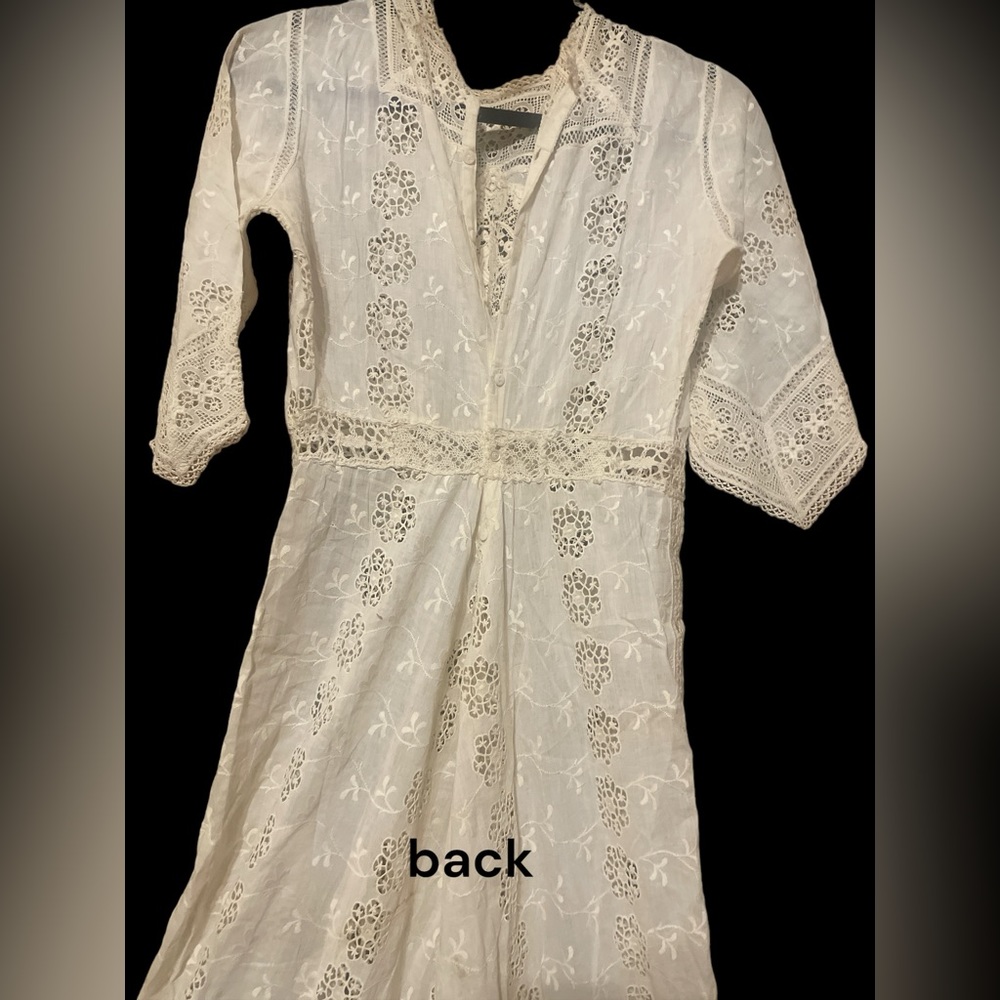 linen vintage crochet dress, no tags nor size - Picture 2 of 10